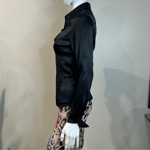 Marciano Stretch Satin Silk Corset Bodice Blouse - Picture 7 of 13